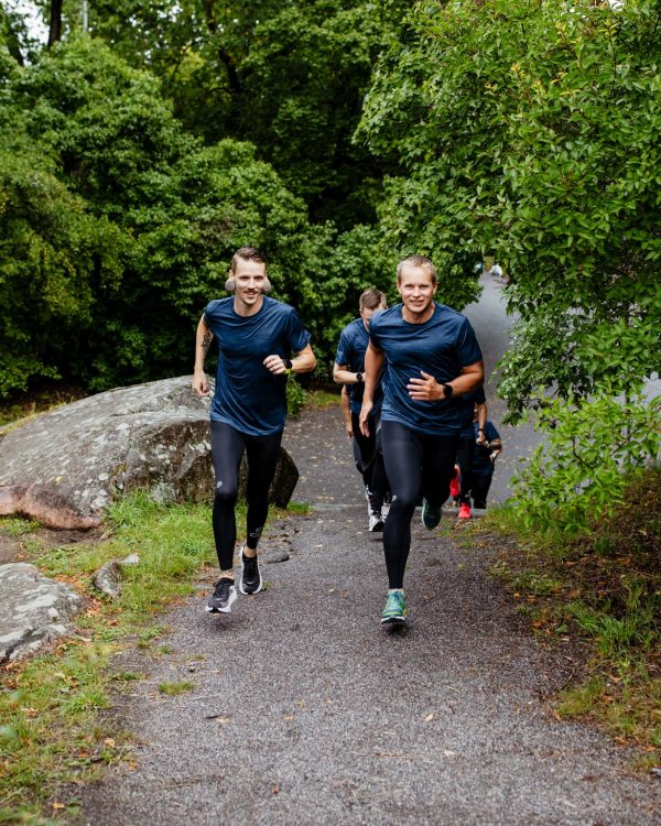 group running in a park