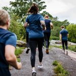 group running in a park