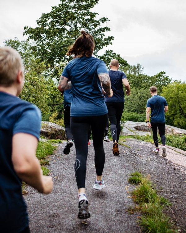 group running in a park